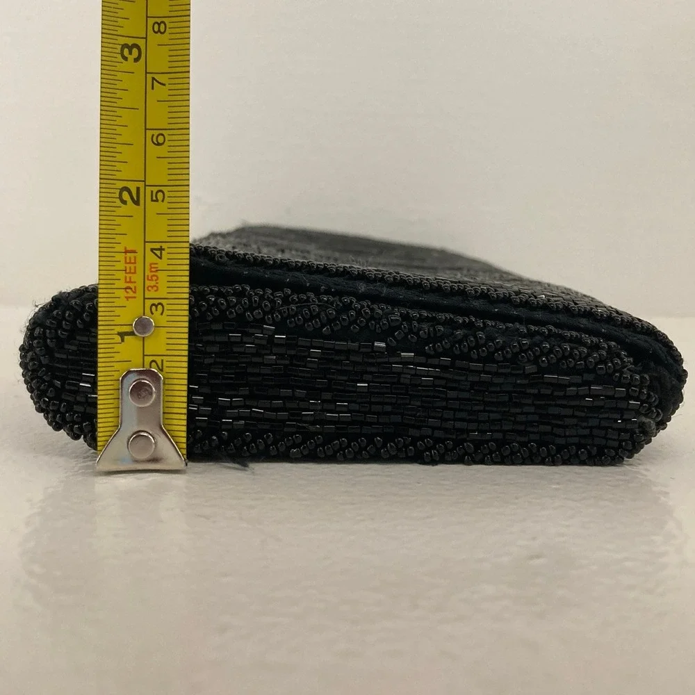 VTG‎ Black Beaded Evening Clutch Bag Purse Formal Cocktail Glam Gatsby Flapper